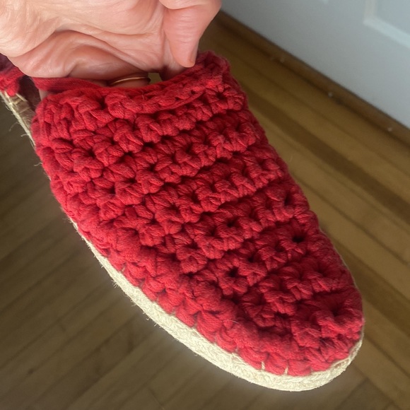 Red Crochet Espadrille Flats - Picture 4 of 5